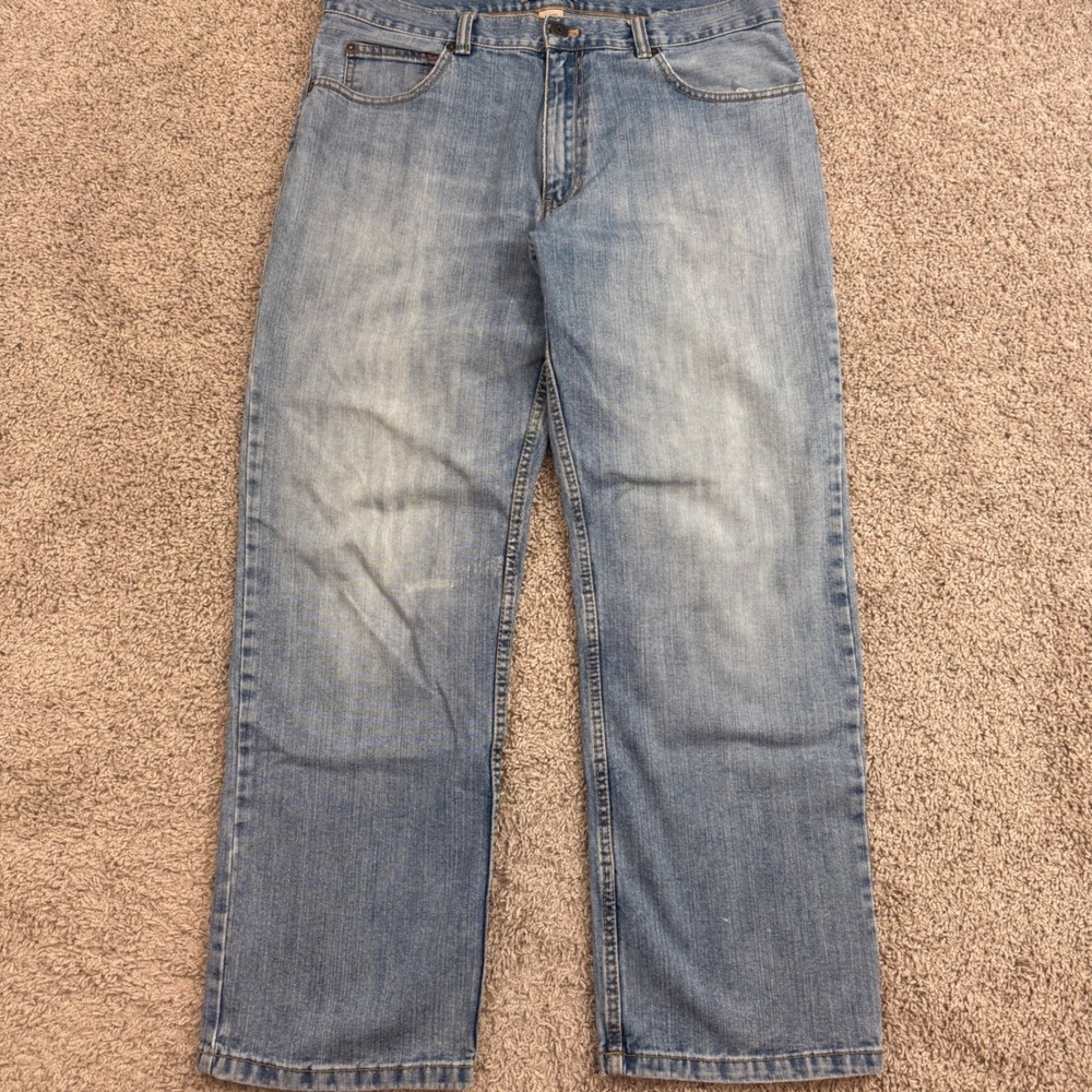 90s GH Bass Earth Jeans Mens 36x30 Blue Straight Leg 100% Cotton Mid Wash Denim